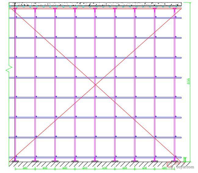 图4-12 扣件式钢管支撑剪刀撑设置(3)