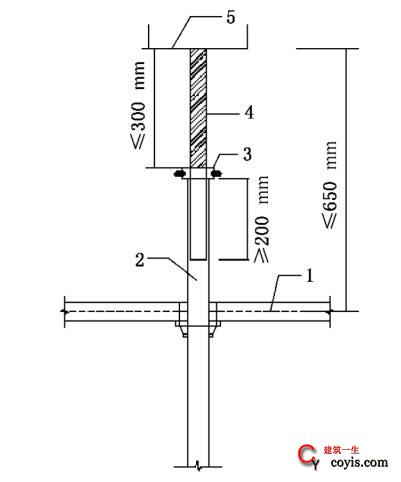 图4-16承插型轮扣式支撑顶托设置（3）
