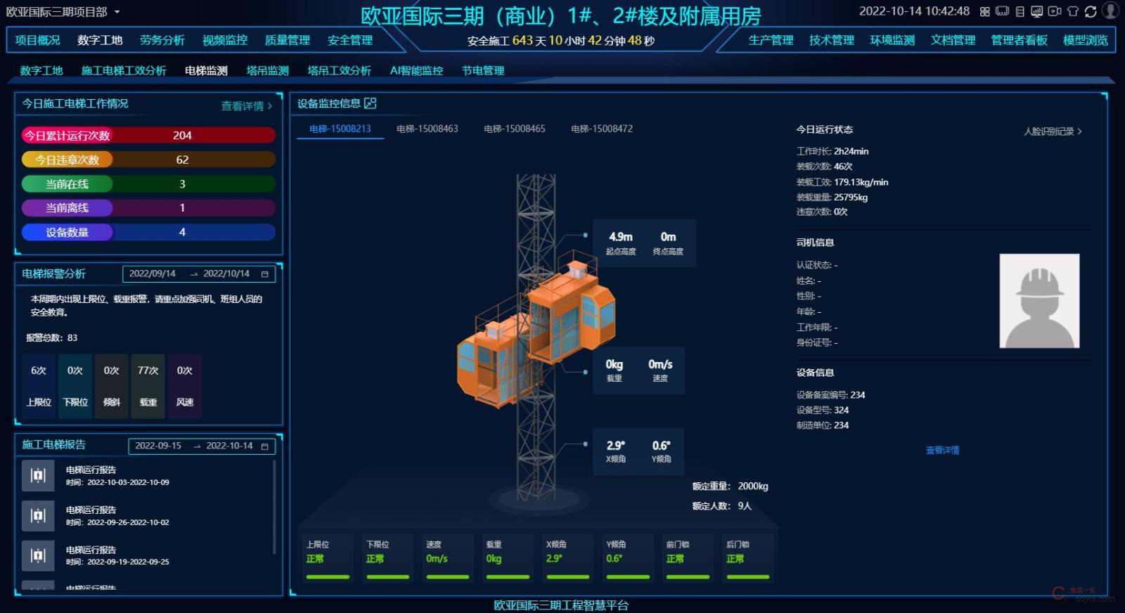 图9-54 施工电梯安全监测