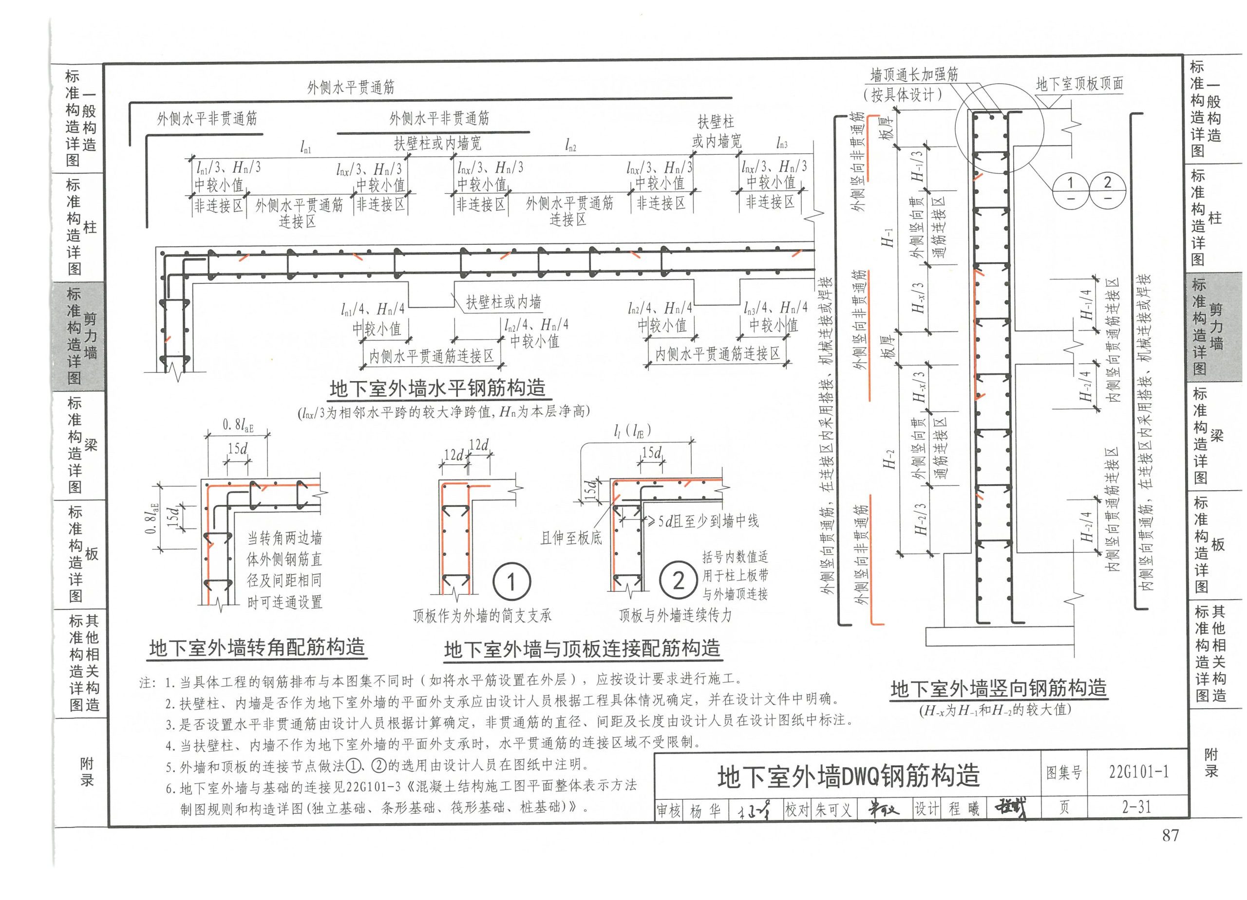 22G101-1 地下室外墙水平筋构造